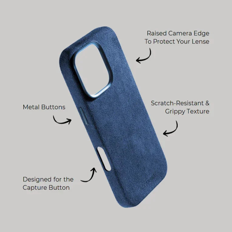 iPhone 16 Pro Max – Alcantara-Hülle – Meerblau