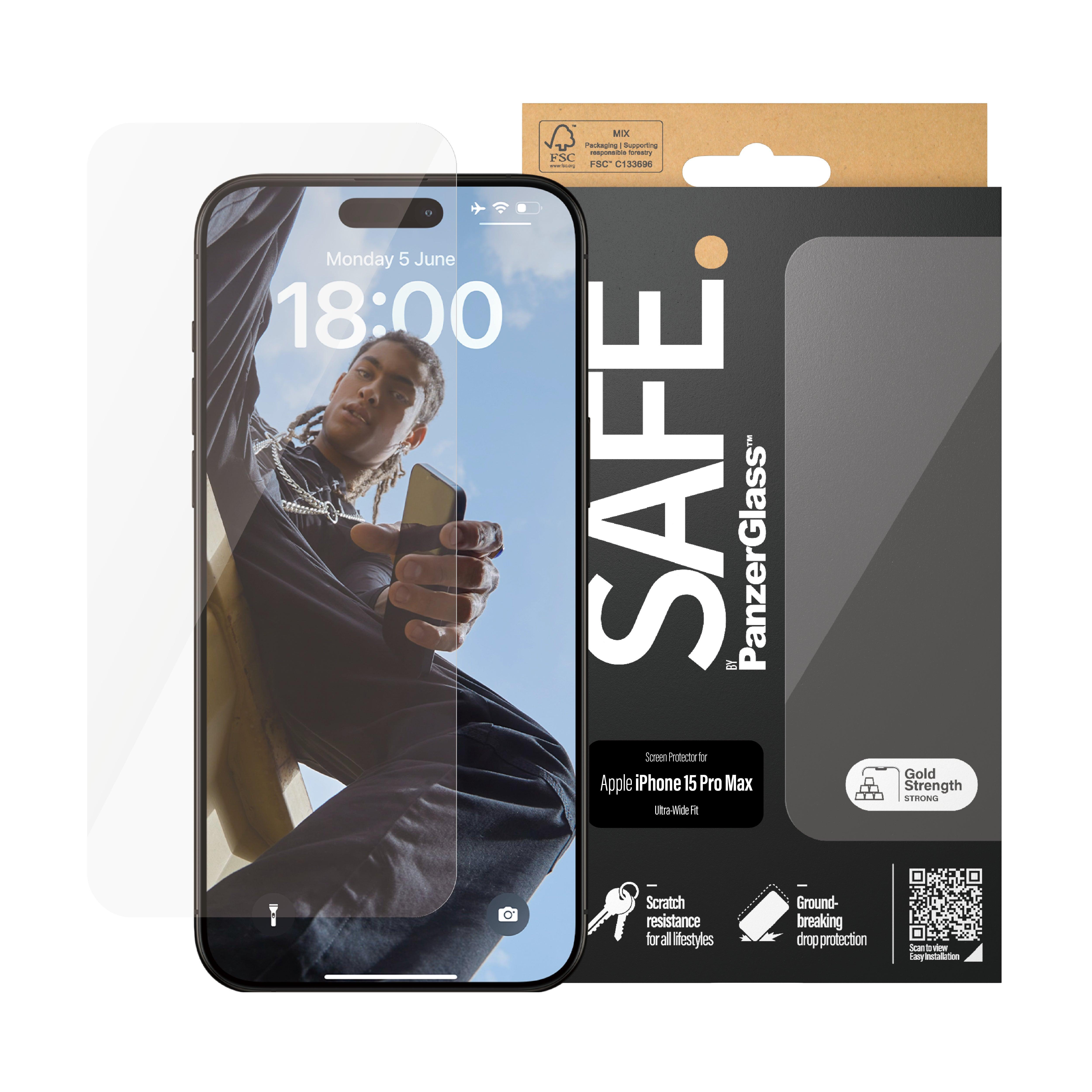 Panzerglass Screenprotector - iPhone 15 Pro Max - Alcanside