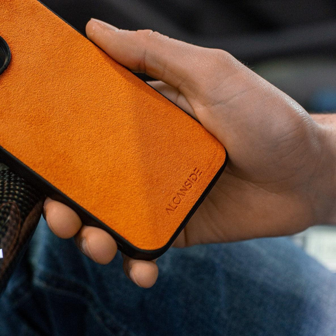 iPhone X & XS - Alcantara Back Cover - Orange - Alcanside