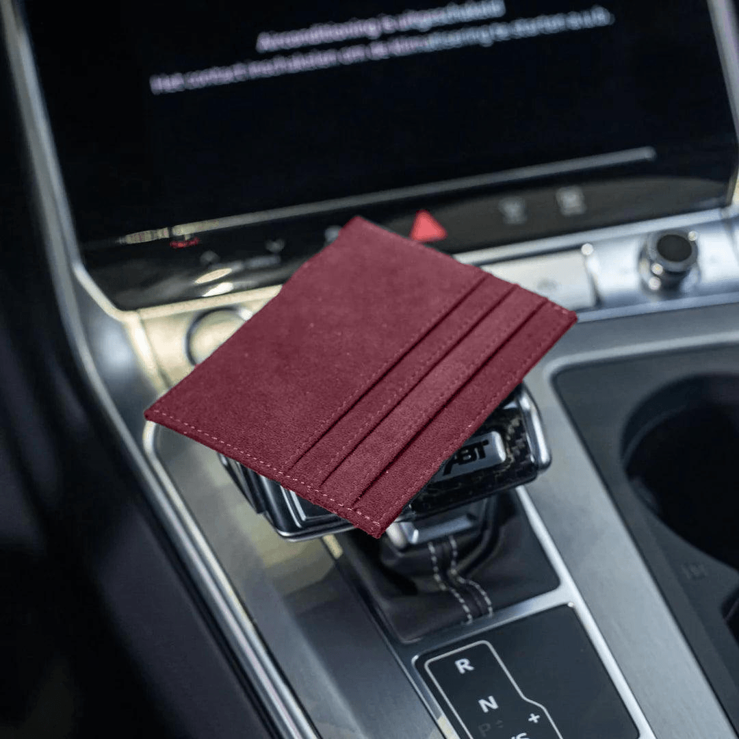 Alcantara Card Wallet - Wine Red